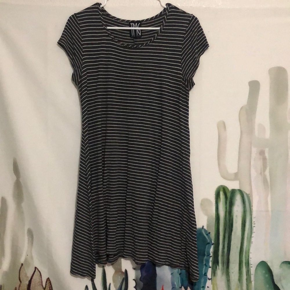 TMG New York 1/2 Sleeve Striped Tee Shirt Dress